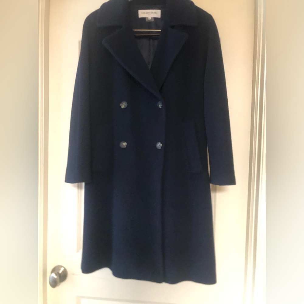 Gerard Darel Paris size 38 (8-10) long navy wool coat